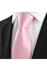 Men's Classic Pink Dot Microfiber Tie Necktie For Wedding Holiday Valentine With Gift Box