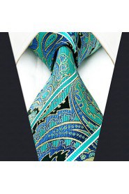 Men's 100% Silk Tie Paisley Green Business Necktie