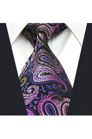 Men's 100% Silk Tie Purple Paisley Business Necktie