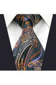 Men's100% Silk Tie Brown Paisley Fashion