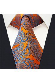 Geometric Orange Blue Mens Neckties Ties Fashion Wedding Silk Long