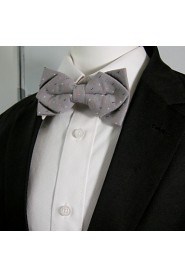 Men's Gray Multicolor Small Dots Mens Bow Tie Pre-tied Dress Wedding Blend Ajustable SilkBlend Wedding