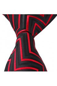 New Black Red Jacquard Silk Men Business Suit Necktie Tie