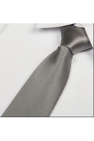 Men Silver White Polyester Silk Arrow Jacquard Twill Tie Necktie