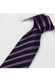 Striped Black Pink Purple Men Occupational Tie Necktie