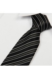 Black White Gray Striped Men Business Occupational Tie