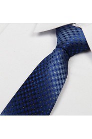 Blue Rhombic Pattern Polyester Yarn Arrow Type Tie Necktie