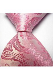 Men Wedding Cocktail Necktie At Work Pink White Flower Tie