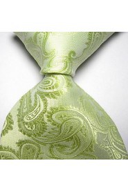 Men Wedding Cocktail Necktie At Work White Green Flower Tie
