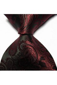 Men Wedding Cocktail Necktie At Work Black Wine Flower Tie