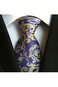 Men Wedding Cocktail Necktie At Work Purple Yellow Flowertie