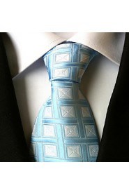 Men Wedding Cocktail Necktie At Work Light Blue White Tie