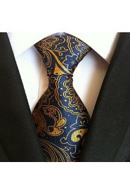 Men Wedding Cocktail Necktie At Work Blue Yellow Tie