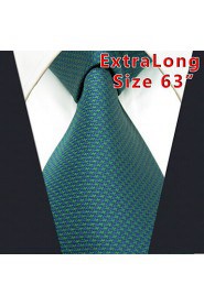 Men's Tie Green Solid 100% Silk Business Dress Casual Long