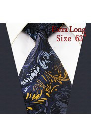 Men's Tie Floral Navy Blue 100% Silk New Fashion Casual