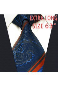 Men's Tie Navy Blue Stripes 100% Silk Business Dress Casual Long