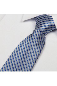 Blue Green Square Pattern Men Career Jacquard Tie Necktie
