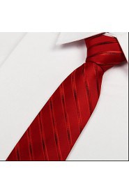 Red Striped Men Necktie Arrow Polyester Silk Adult Tie