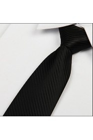 Black Jacquard Polyester Silk Men Adult Twill Tie Necktie