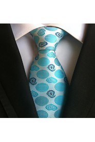 Men Wedding Cocktail Necktie At Work Light Blue Circle Tie