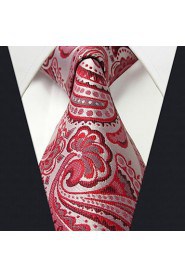 Q6 Extra Long Mens Necktie Tie Paisley Silver Pink Red Silk