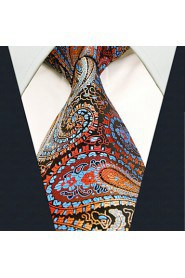 Men's Necktie Tie Paisley Burgundy 100% Silk Business Dress