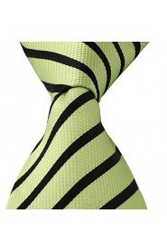 Green Black Striped Classic Jacquard Woven Silk Men Necktie