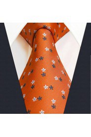 Floral Orange Necktie Mens Tie Fashion Design Extra Long Size