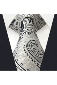 Men's Tie Paisley Gray 100% Silk Business