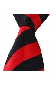 New Striped Black Red Jacquard Woven Men Leisure Tie Necktie