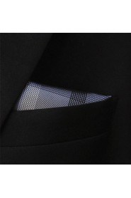 Men's Pocket Square Checked Gray 100% Silk Business