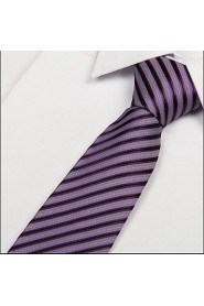 Purple Black Striped Arrow Polyester Silk Men Adult Necktie