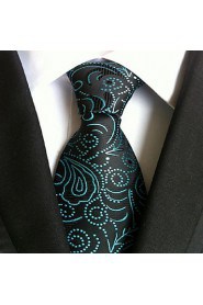 Men Wedding Cocktail Necktie At Work Blue Black Pattern Tie