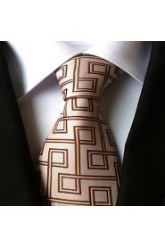 Men Wedding Cocktail Necktie At Work Beige Coffee Tie