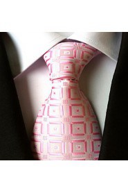 Men Wedding Cocktail Necktie At Work Pink White Tie