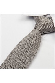 Classic Light Gray Men Knitted Necktie Flat Narrow Adult Tie