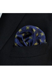 Men's Pocket Square Navy Blue Floral 100% Silk Wedding Business