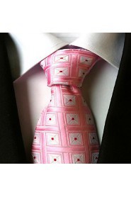 Men Wedding Cocktail Necktie At Work Pink White Tie