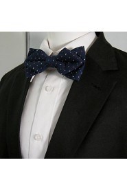 Men's Navy Multicolor Dots Pre-tied Ajustable SilkBlend Wedding Dress SilkBlend Bow Tie