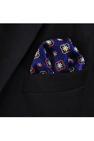 Floral Blue Navy Pocket Square Mens Hankies Hanky Classic Large