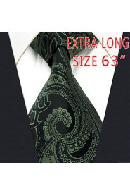 Men's Tie Green Paisley 100% Silk Business Dress Casual Long