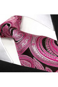 Shlax & Wing Necktie Paisley Pink Black Mens Tie Extra Long Size Wedding Party