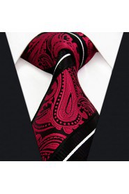 Red Paisley Black Men's Tie Neckties Wedding Fashion Silk Extra Long