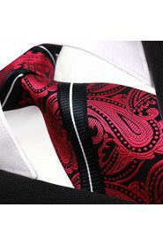 Red Paisley Black Men's Tie Neckties Wedding Fashion Silk Extra Long