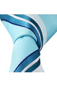 Men Blue White Stripe Jacquard Business Suit Leisure Necktie