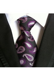 Men Wedding Cocktail Necktie At Work Purple White Tie