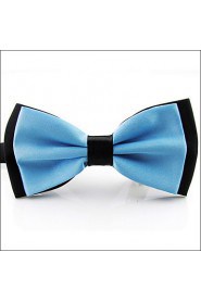 Men's Black Light Blue Solid Pre-tied Ajustable SilkBlend Wedding Dress SilkBlend Bow Tie