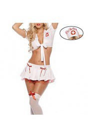 Hot Girl Short Top White Polyester Nurse Uniform