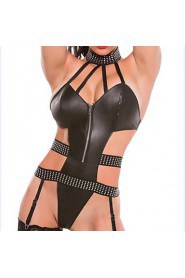 Women's Crystal Leather Sexy Lingerie Backless Bondage