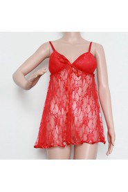 Red Lace Chemise Sexy Lingerie with G-string Clubwear